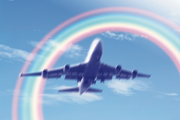 飞机与彩虹图片