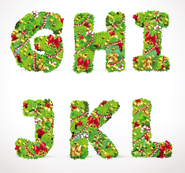 創(chuàng)意的圣誕樹字母及數(shù)字矢量集21