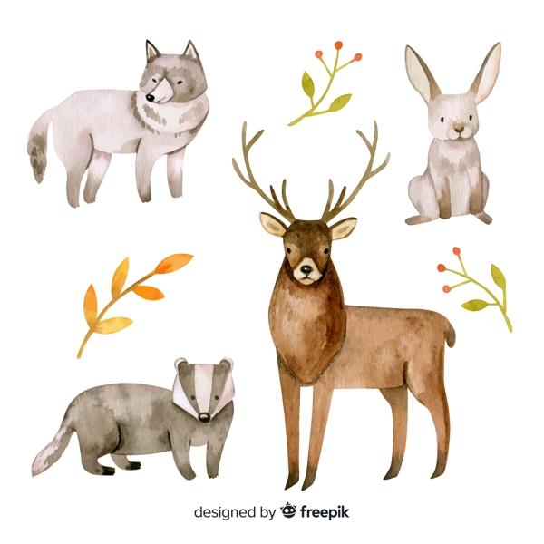 4款彩绘野生动物和树