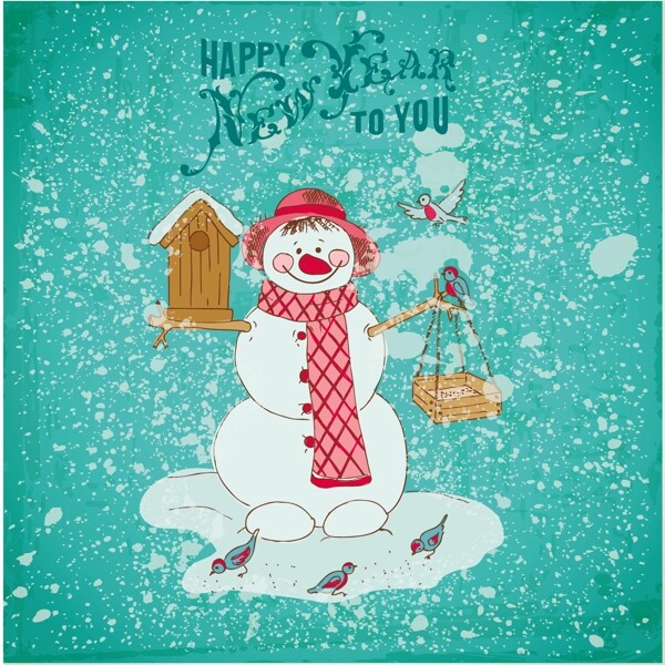 雪人圣誕賀卡圖片
