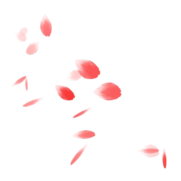 原创手绘红色花瓣元素