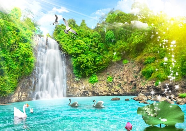 瀑布背景