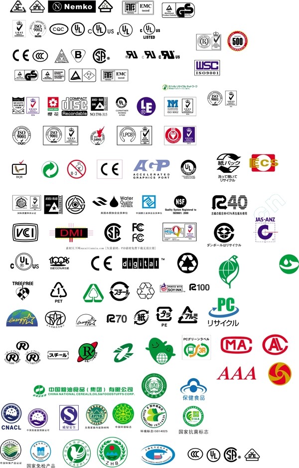 商品認(rèn)證標(biāo)志LOGO圖標(biāo)矢量圖AI