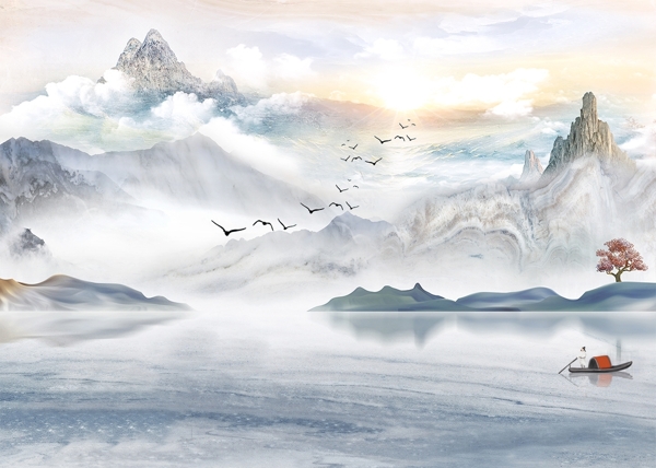 大理石紋山水
