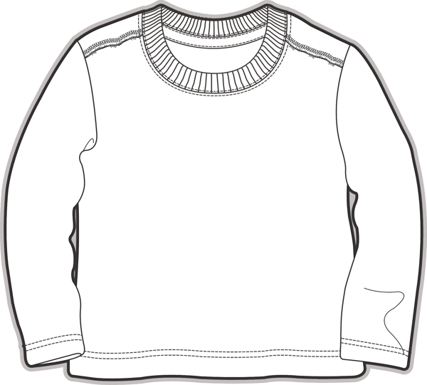 长袖儿童服装设计秋冬装线稿矢量素材