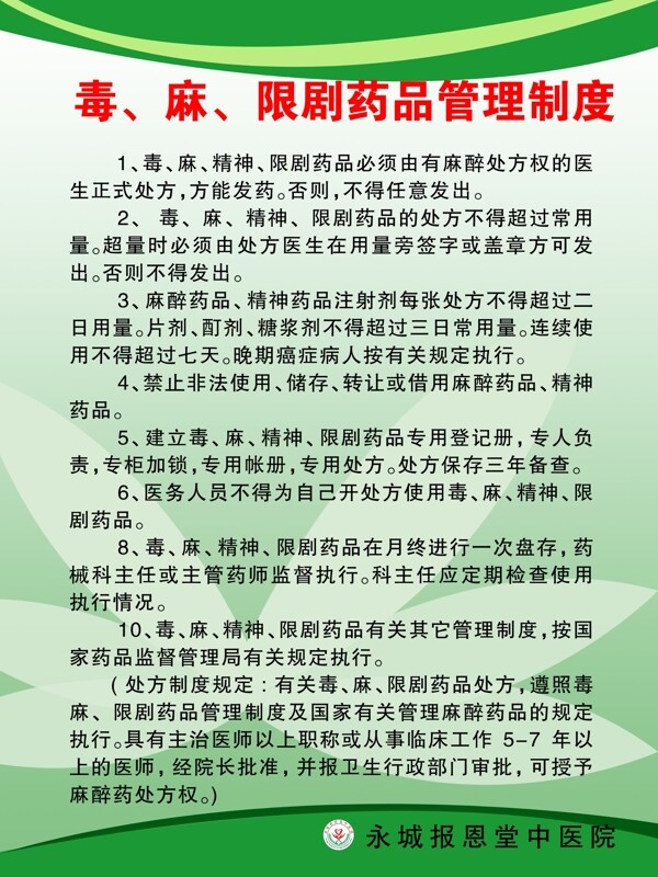 毒麻限劇藥品