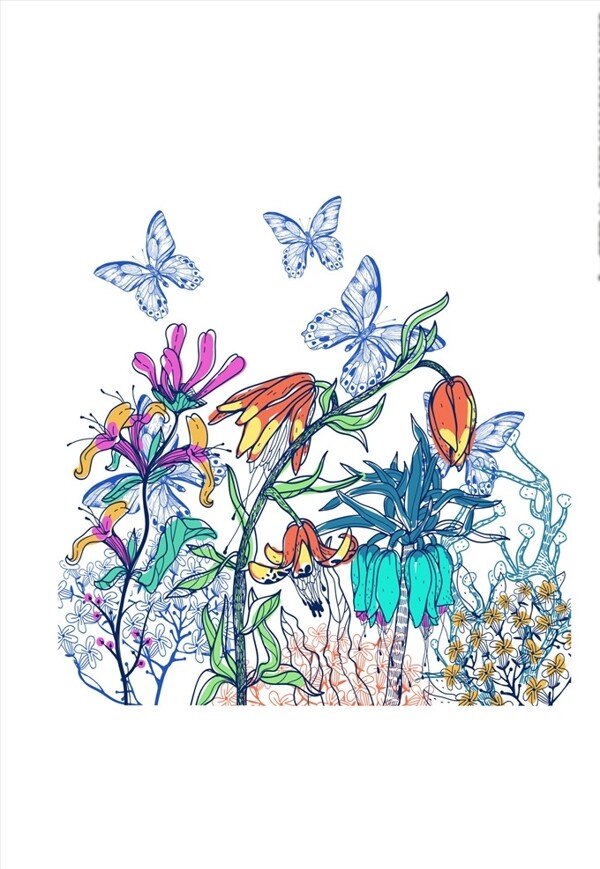 蝴蝶植物图案