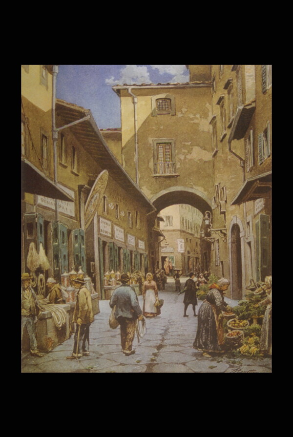 古代城市油画图片