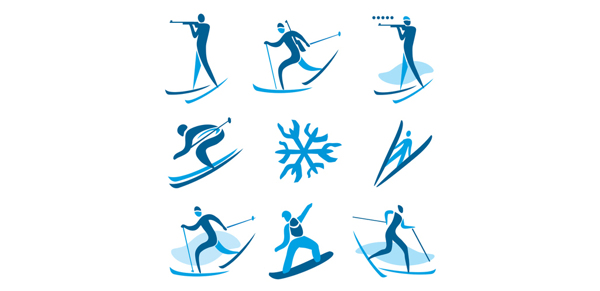 冬季滑雪者矢量图标