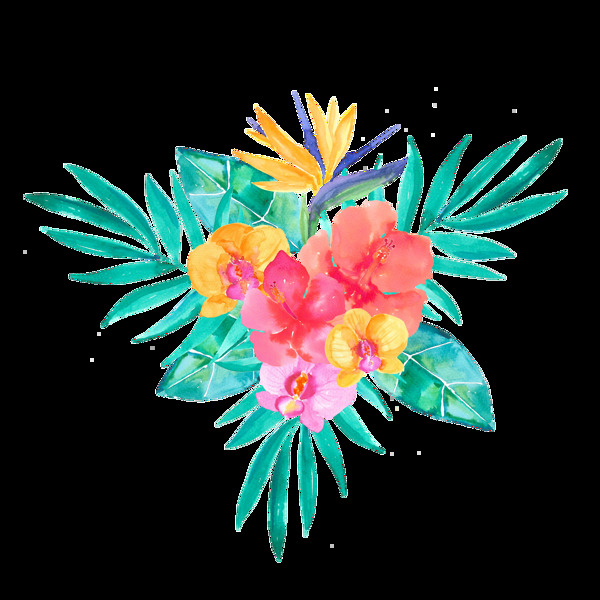 三角花叢卡通透明素材