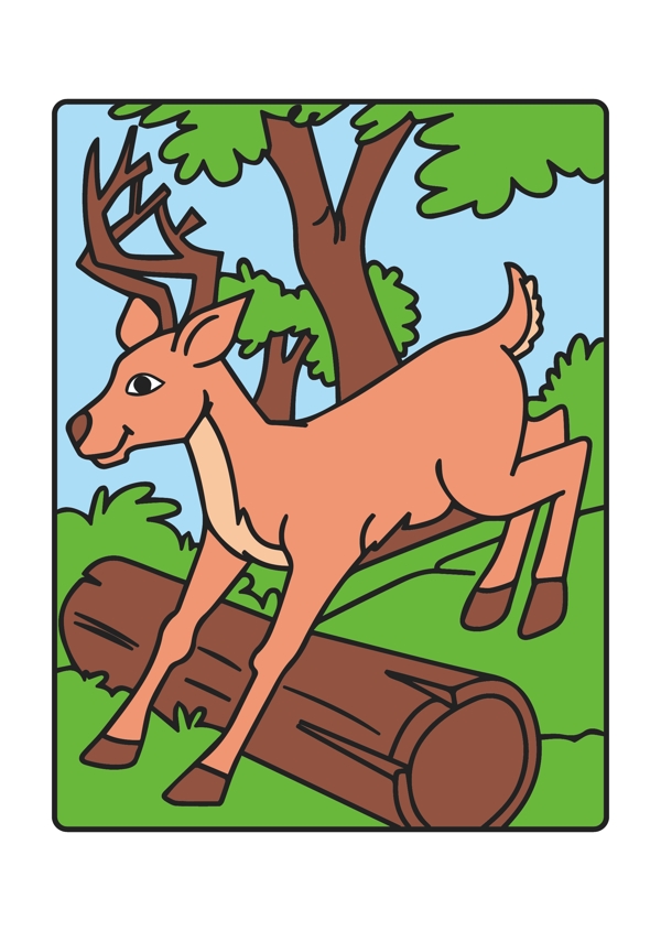 彩色可爱卡通矢量素材鹿