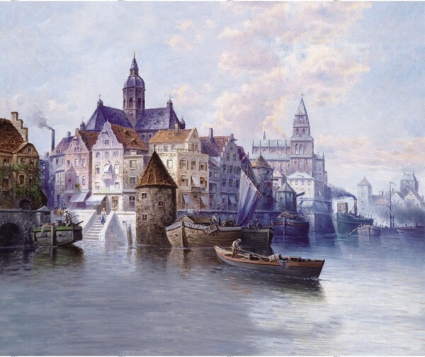 高清城堡油画