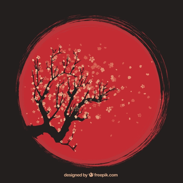 手繪藝術櫻花背景