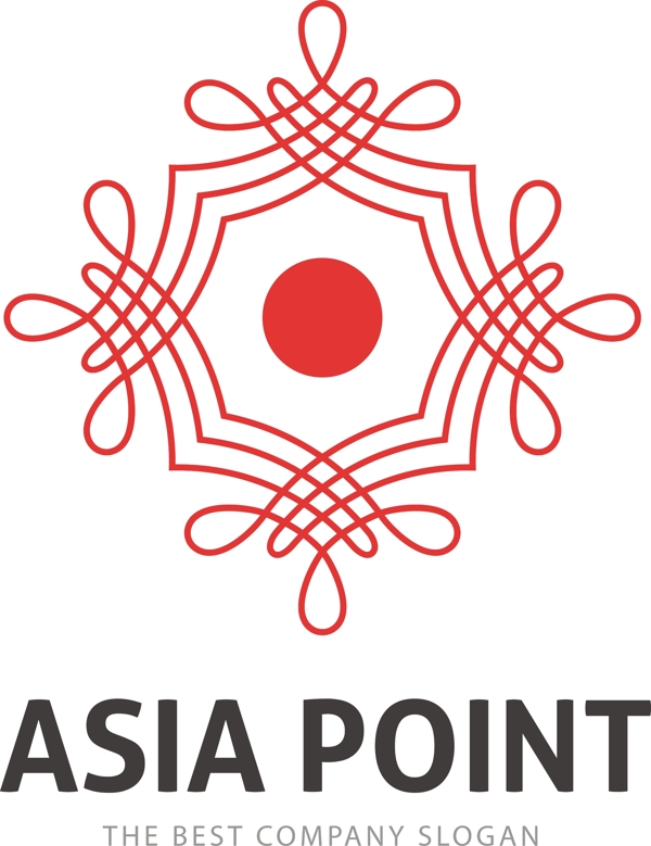 红色亚洲标志模板