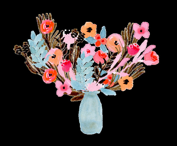 藍(lán)屏插花透明裝飾素材