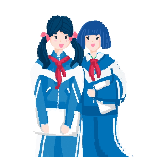 可愛穿著校服的女學(xué)生原創(chuàng)元素