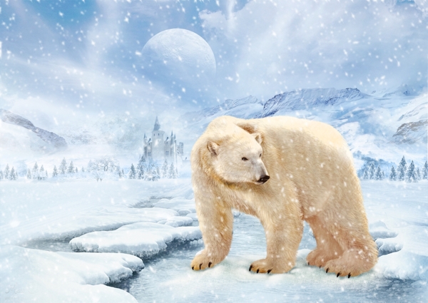 冰天雪地北极熊