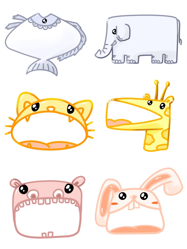 商用手绘动物猫卡通兔子爆炸气泡对话框