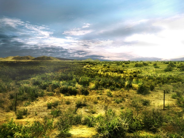 日落戈壁草原风景图片