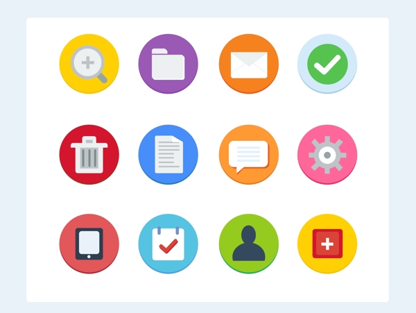 彩色扁平网页UI图标icon设计