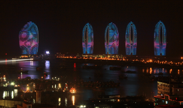 三亚渔港夜景图片