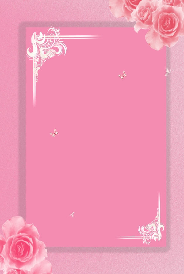 粉色花朵边框纹理背景
