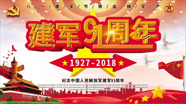建軍91周年黨建展板