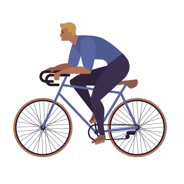 扁平化风格骑自行车的男人矢量素材