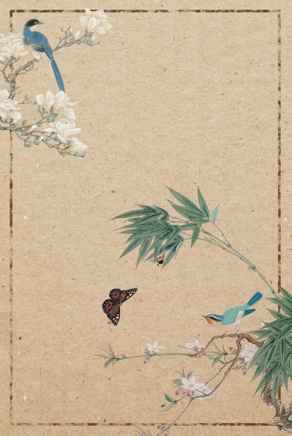 中國(guó)風(fēng)質(zhì)感紋理工筆畫背景素材