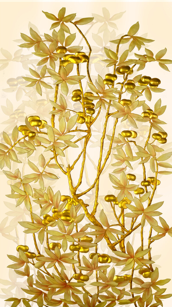 金色花卉背景墙