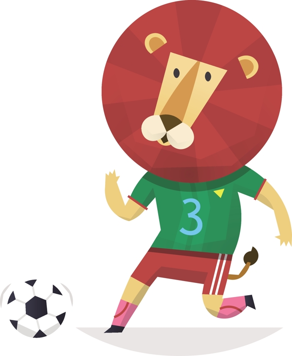 狮子足球运动员卡通形象