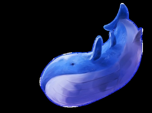 手绘卡通蓝鲸透明素材