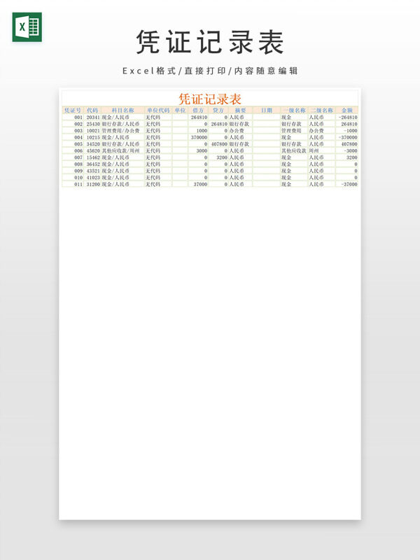 憑證記錄表