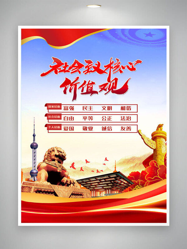 紅色主題社會主義核心價值觀黨建海報