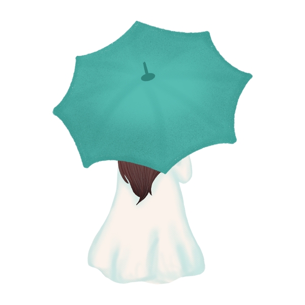 撑伞清新少女装饰元素
