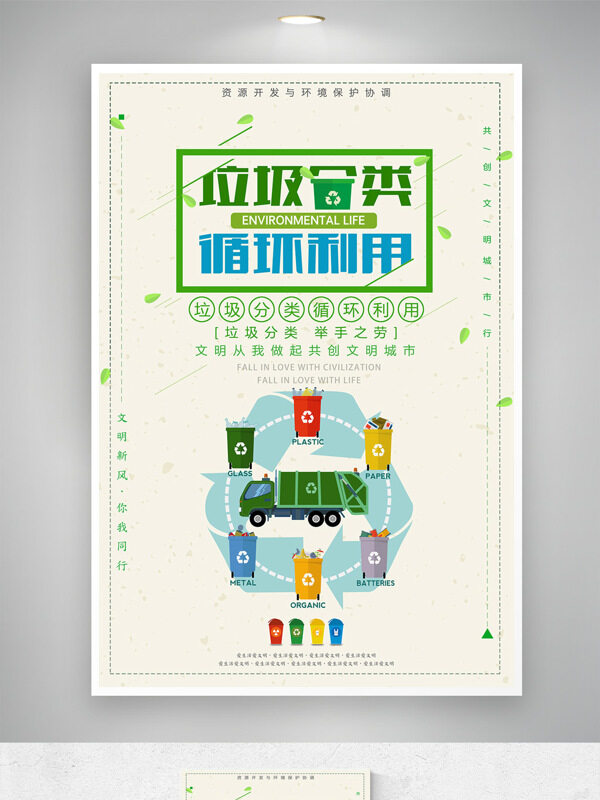 垃圾分類循環(huán)利用清新簡約環(huán)保主題公益海報