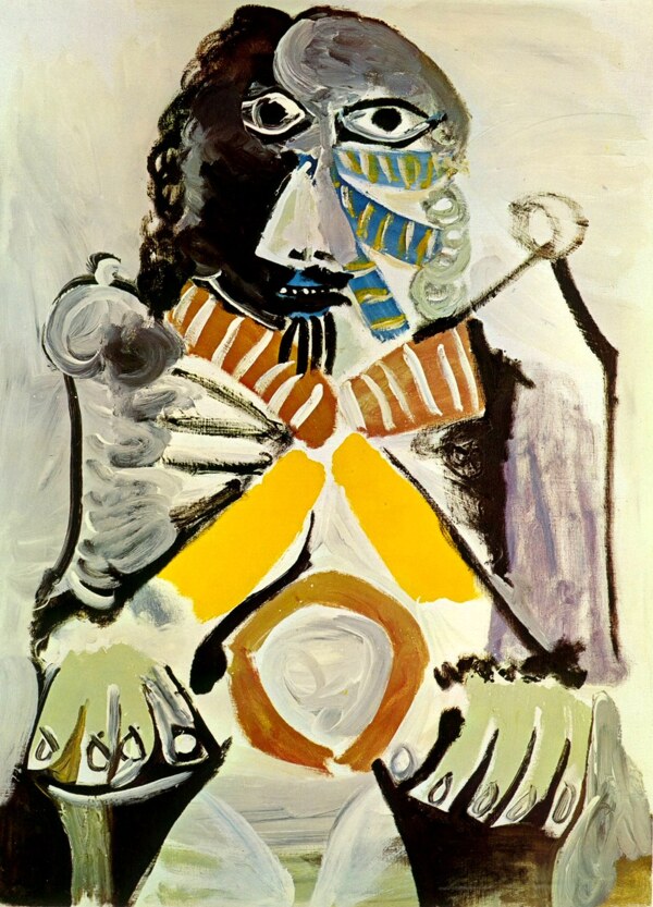 1969Hommeassisdansunfauteuil西班牙画家巴勃罗毕加索抽象油画人物人体油画装饰画
