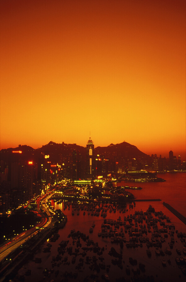 黄昏傍晚时的香港风光图片