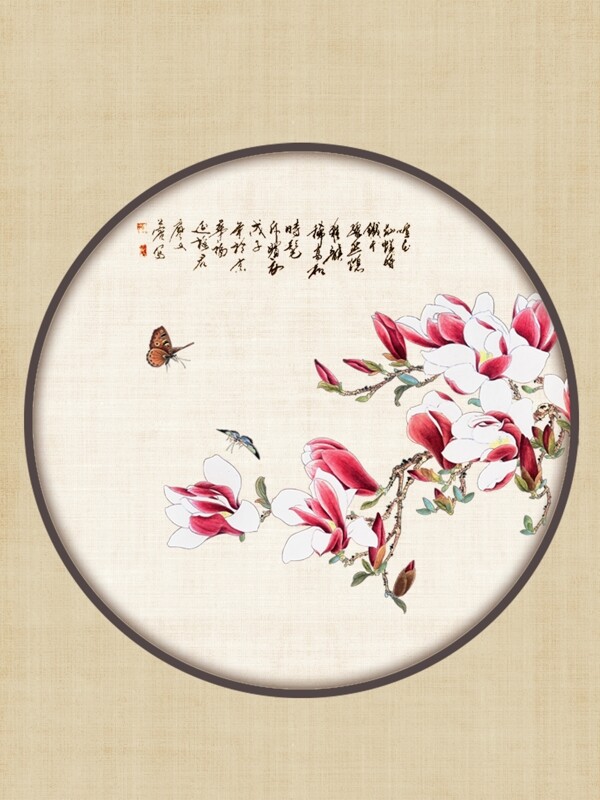 中式复古花朵装饰画