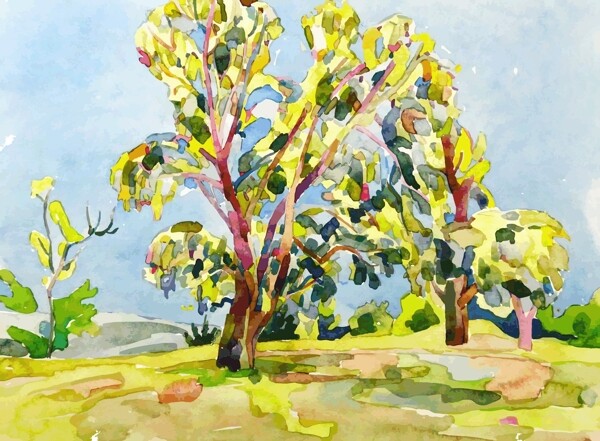 树木风景油画