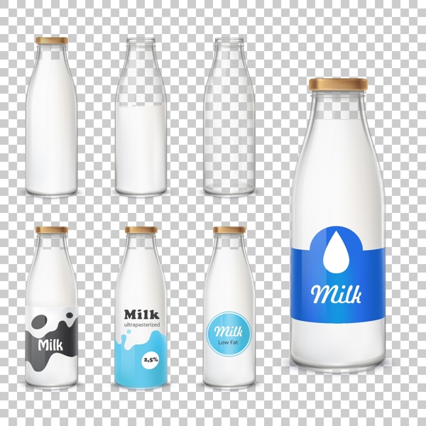 写实风格牛奶瓶插图