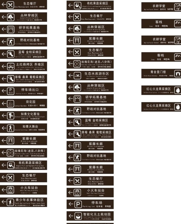 景區(qū)多項(xiàng)發(fā)光指示牌圖標(biāo)
