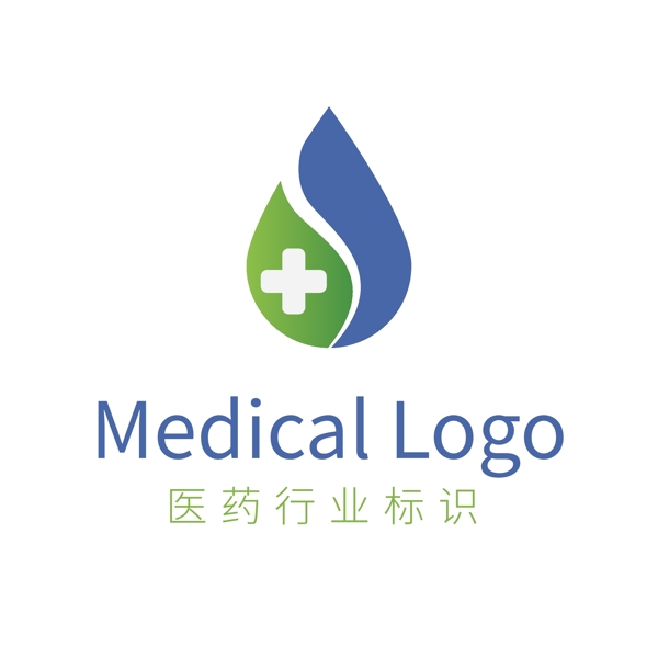 蓝绿色简约医药卫生行业logo模板