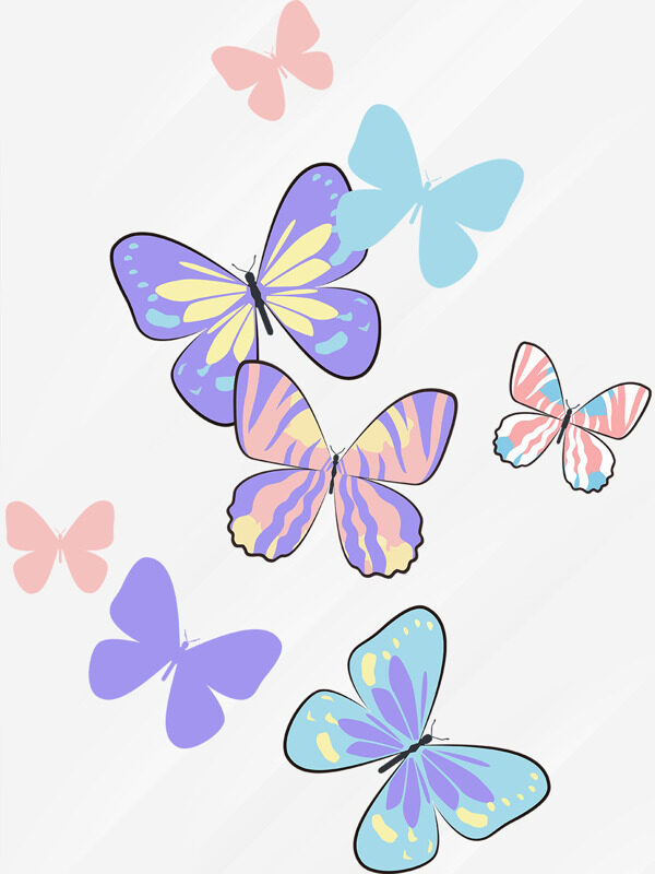 彩色蝴蝶印花图案素材元素