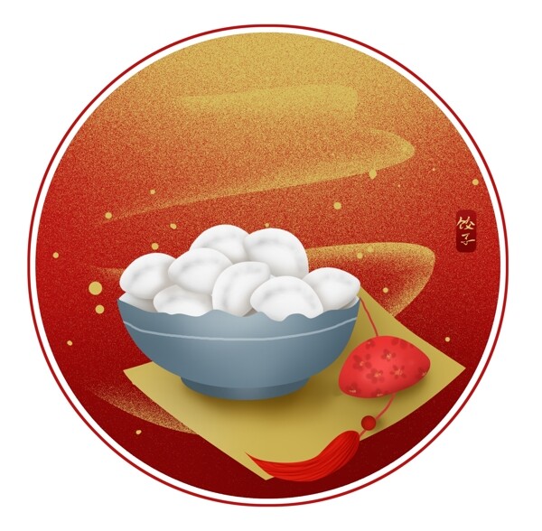 农历新年美食饺子红色文字框