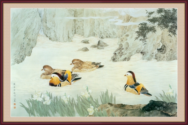 花鳥畫中堂畫分層插畫PSD格式0028