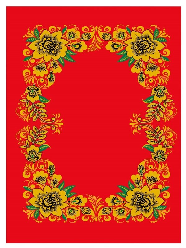  高清 传统 欧式俄式花边 花卉图案背景贴图 长方形环形花边