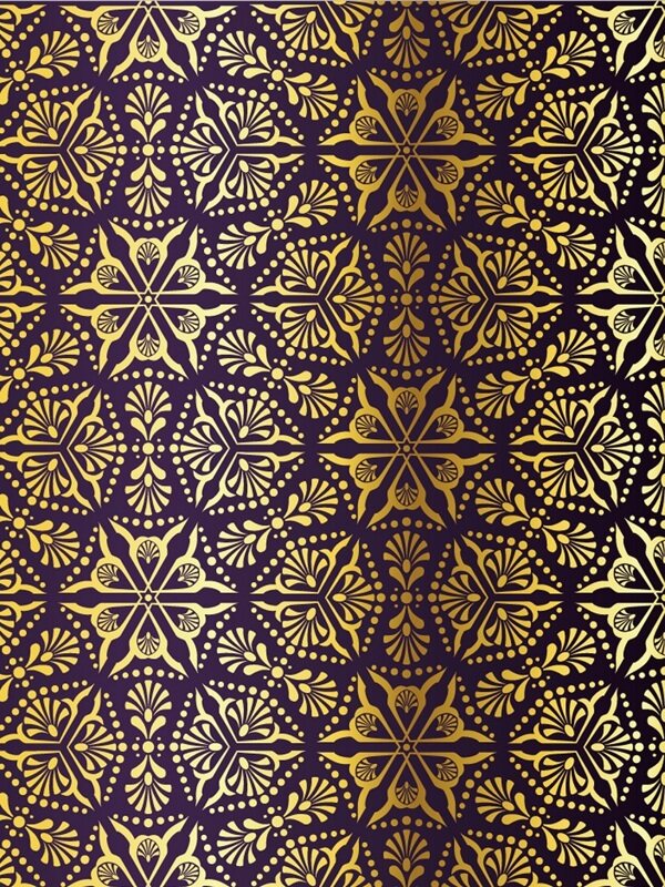 传统 欧式俄式花卉底图底纹  图案背景贴图 紫底满格六边金花.