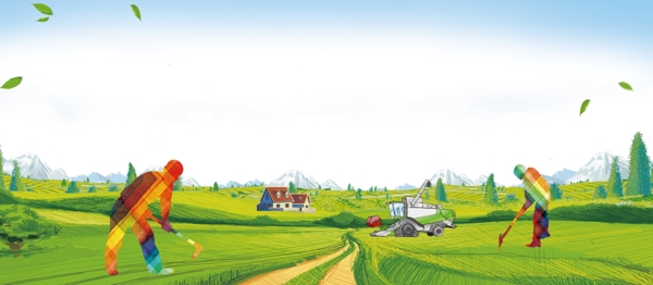 清新綠色風(fēng)景背景素材