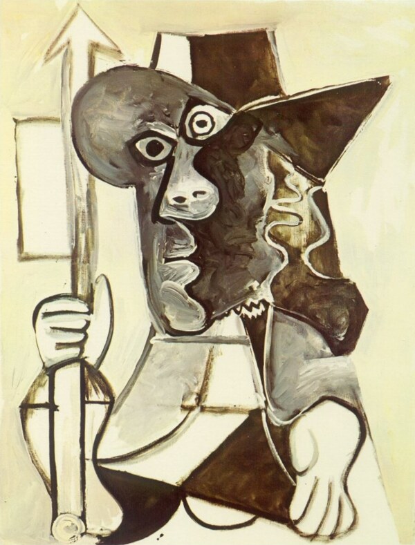 1969Hommeaufanion西班牙画家巴勃罗毕加索抽象油画人物人体油画装饰画